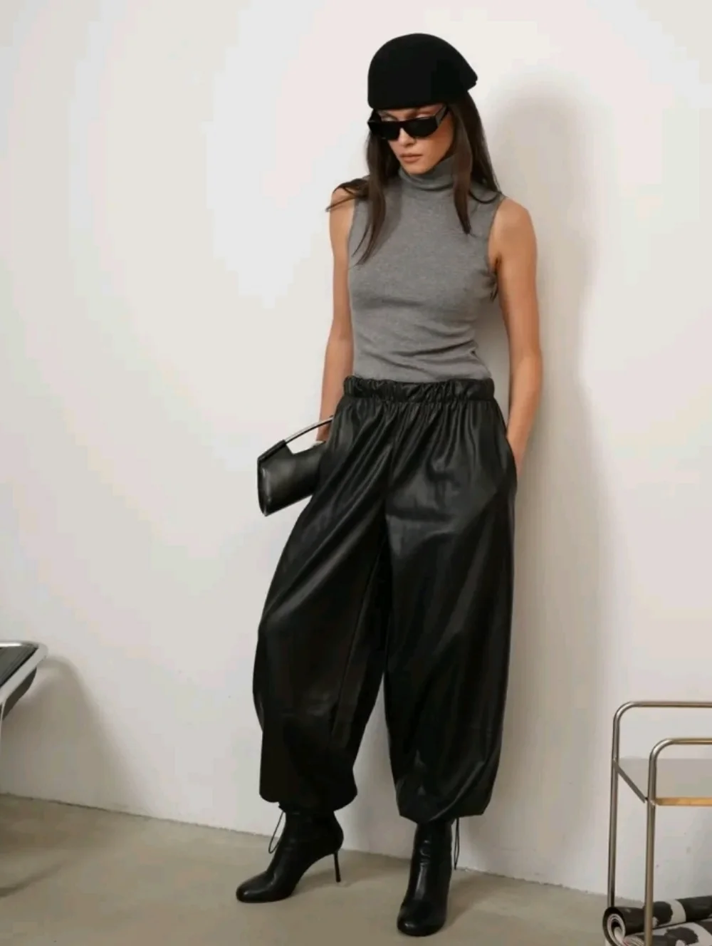 Zara Faux Leather Balloon Pants Black Size S